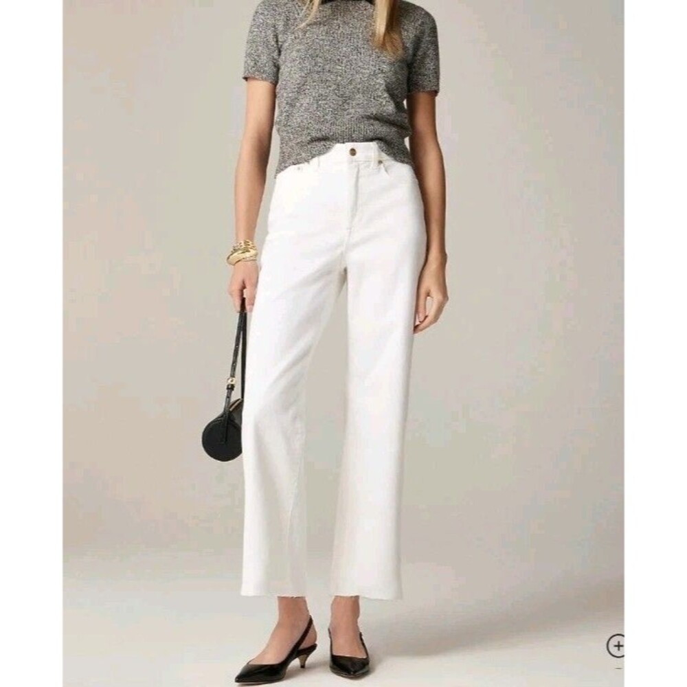 J.Crew Petite 1996 Slim-Wide Jean Raw Hem White High Rise CH719 Size 31P NWT